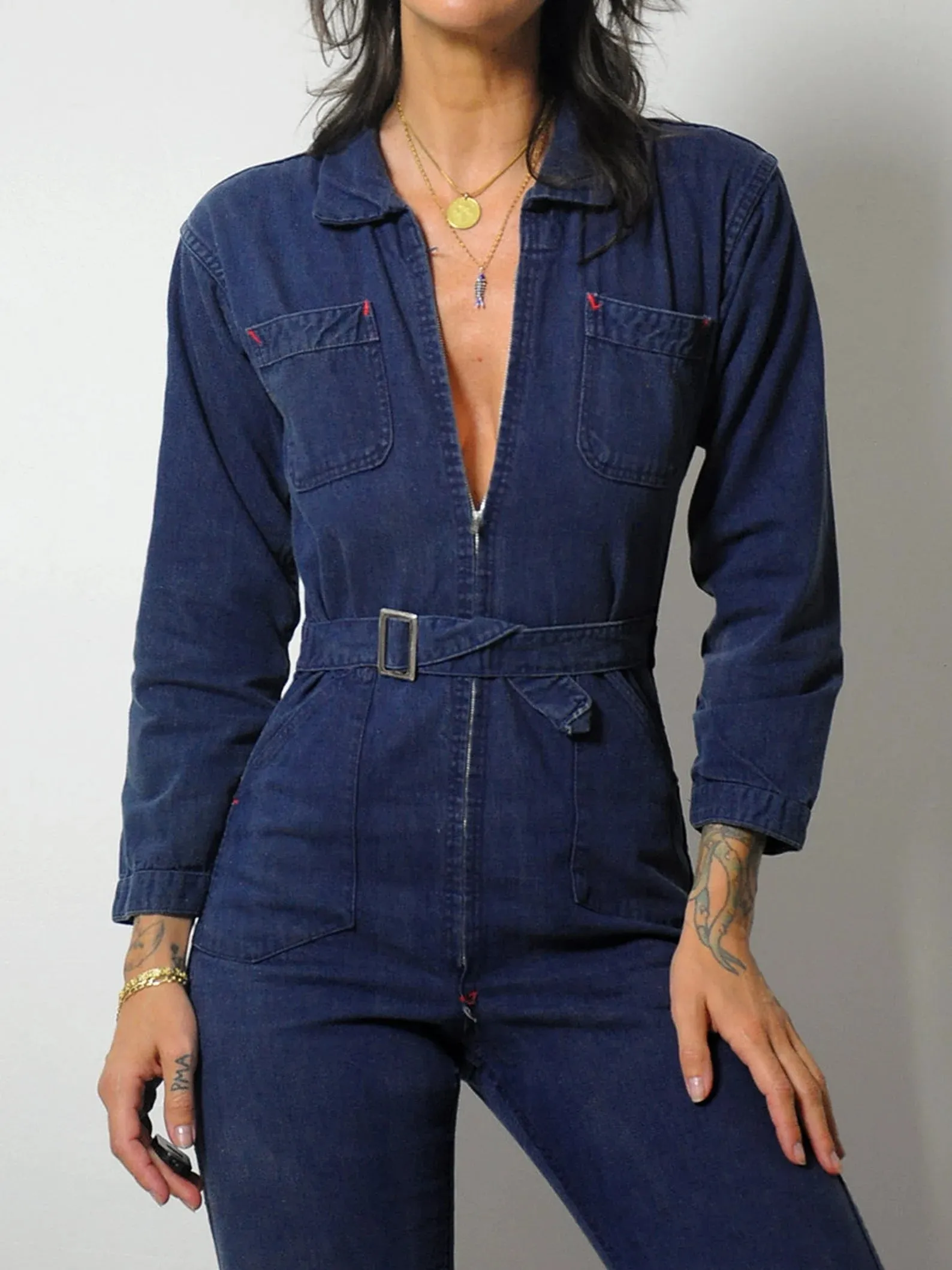 1950's Indigo Denim Zipper Jumpsuit