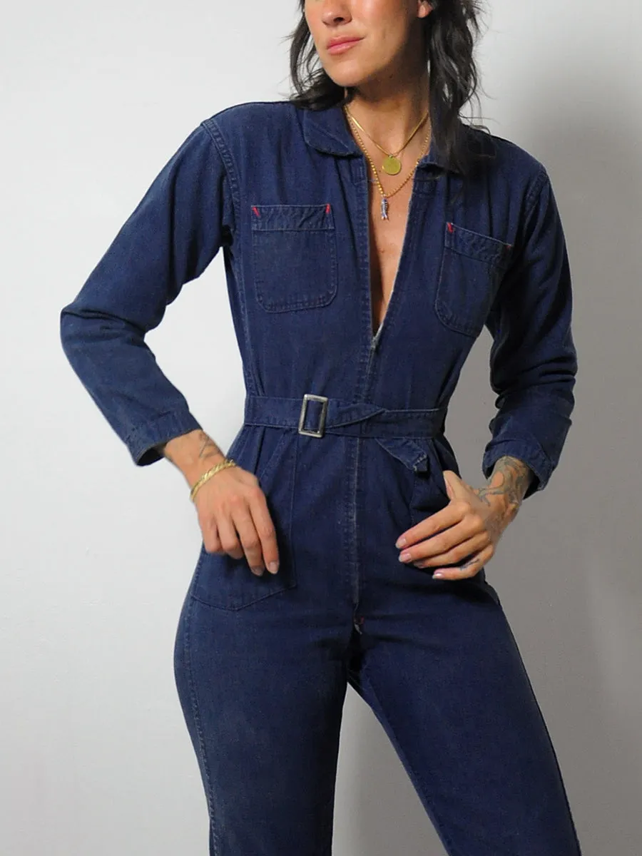 1950's Indigo Denim Zipper Jumpsuit