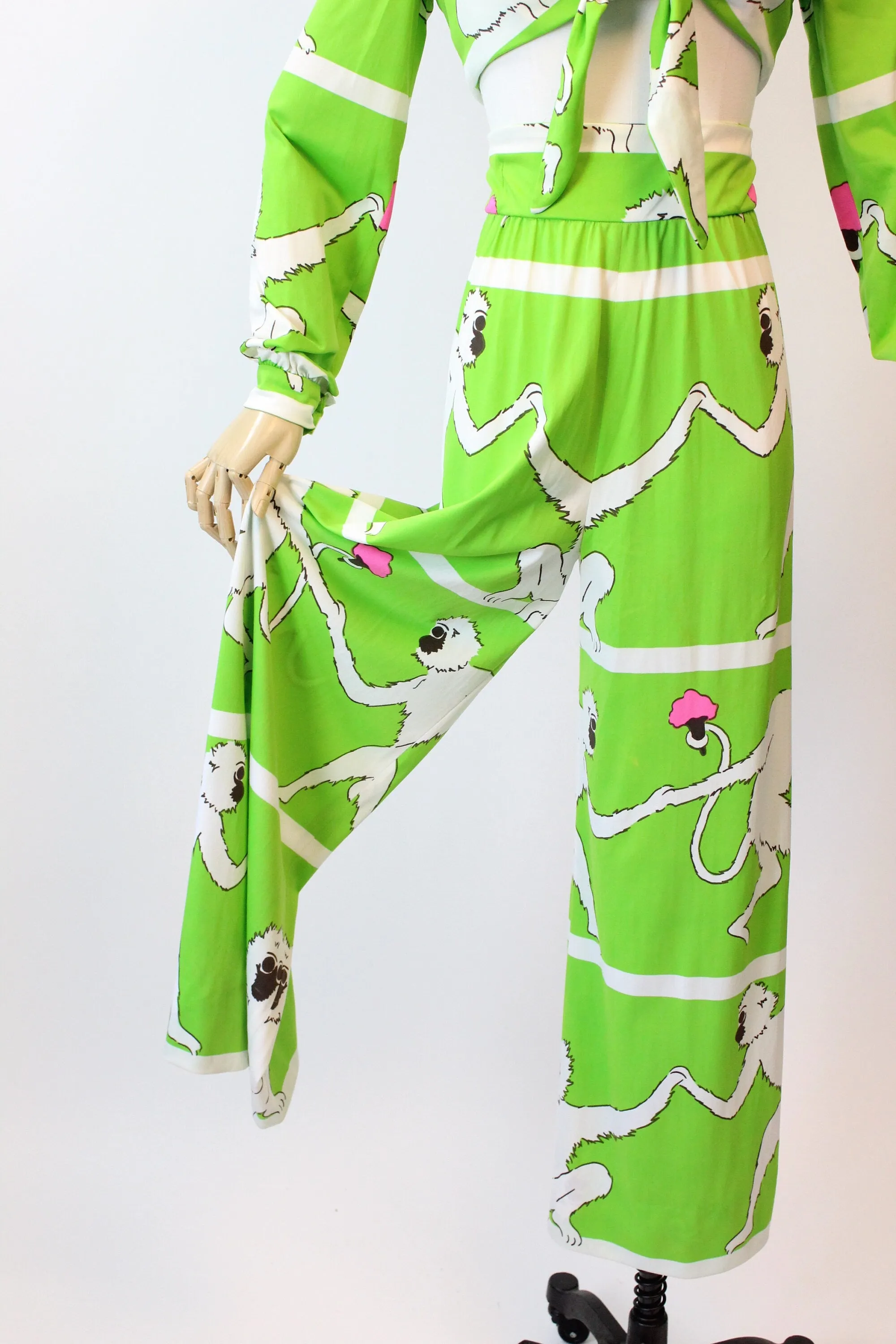 1970s DONALD BROOKS monkey PALAZZO pants top xxs | new spring summer