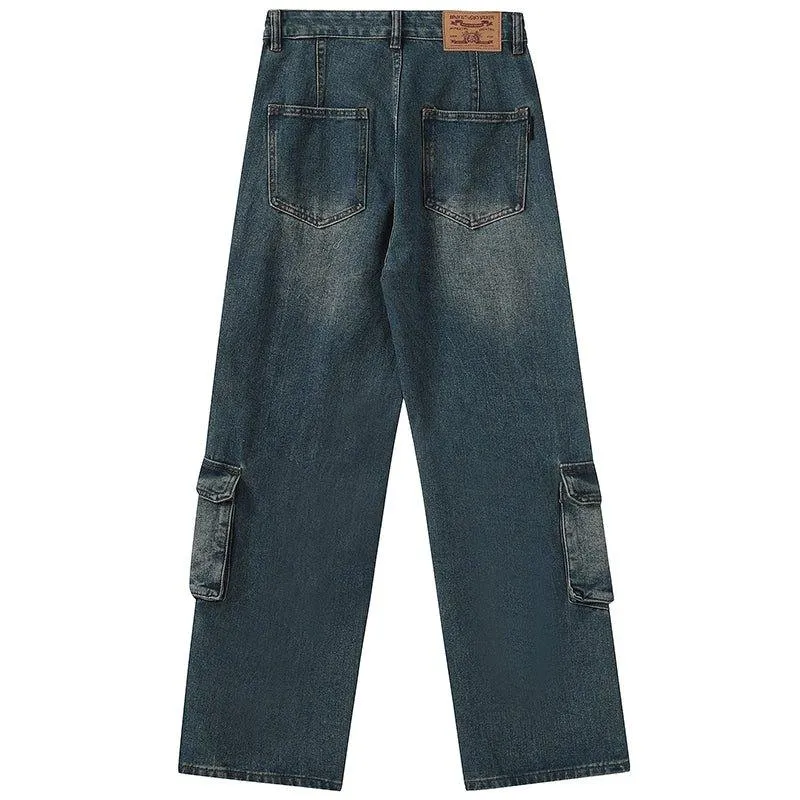 1984 Denim Cargo Pants Unique Pockets