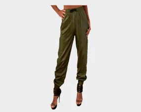 3 Deep Green Vegan Leather Weekender Pants - The Bond Street