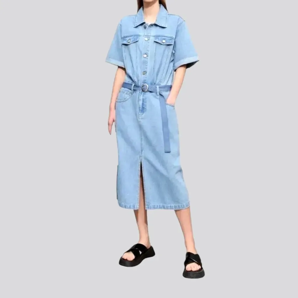 90s light wash denim dress