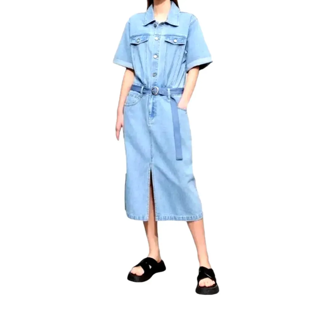 90s light wash denim dress