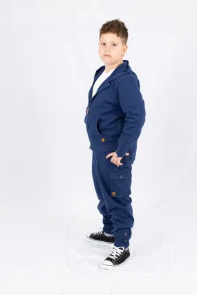 Adaptive Kids Cargo Joggers: Adjustable Elastic Waist & Side Zipper for Easy Undressing