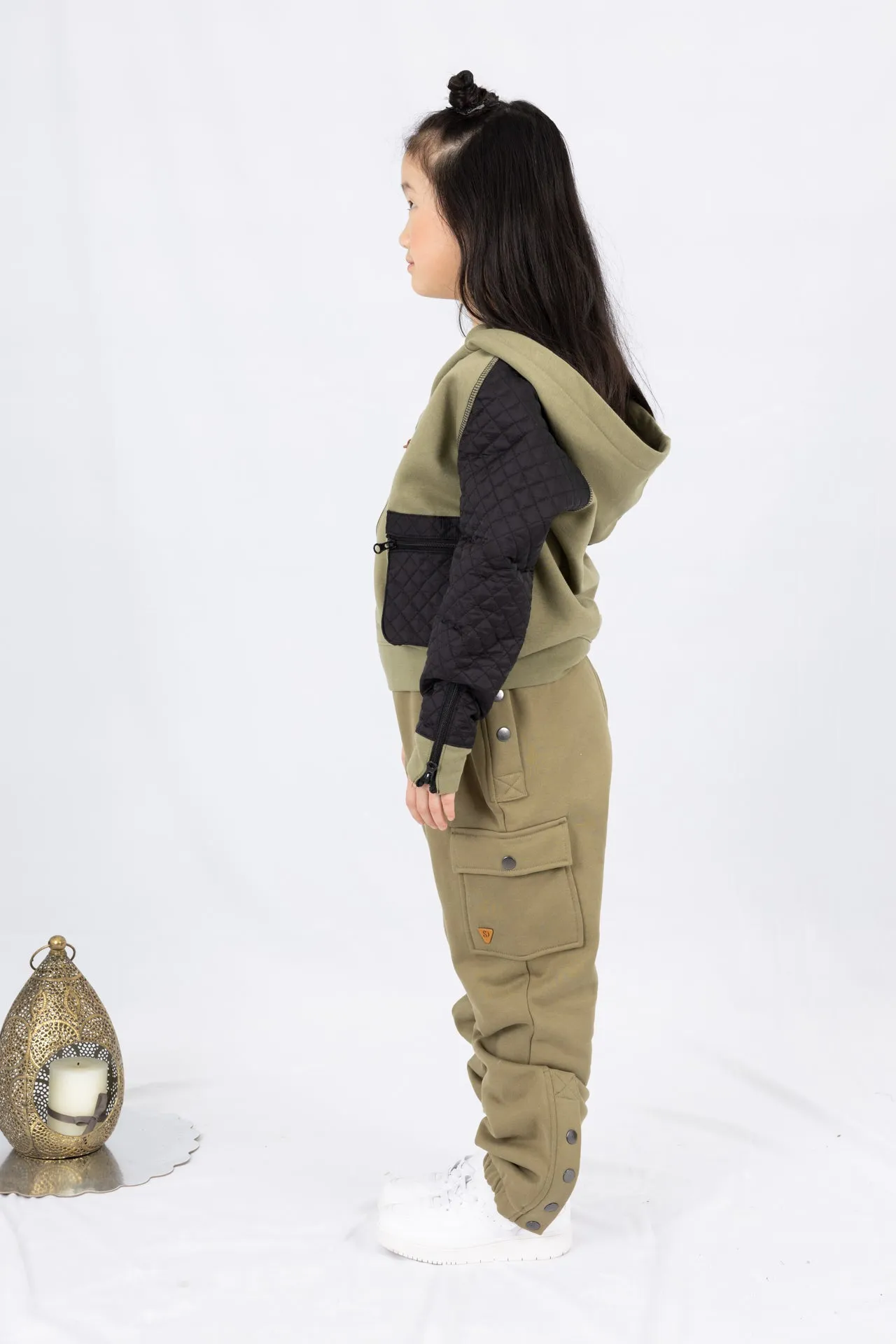 Adaptive Kids Cargo Joggers Pants: Elastic Waist, And Easy-Undressing Side Zipper