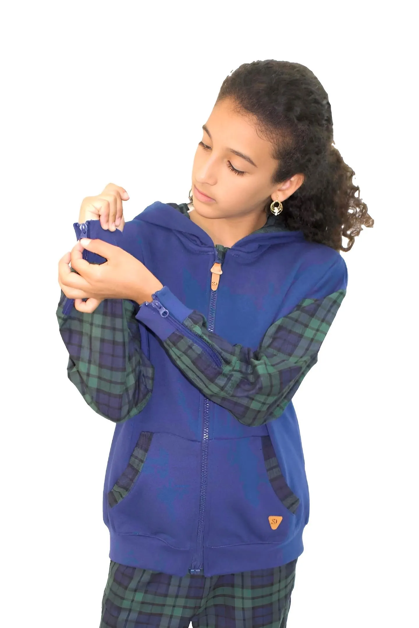 Adaptive Kids Hoodie with Cargo Pocket & Magnetic Zipper for Easy Undressing