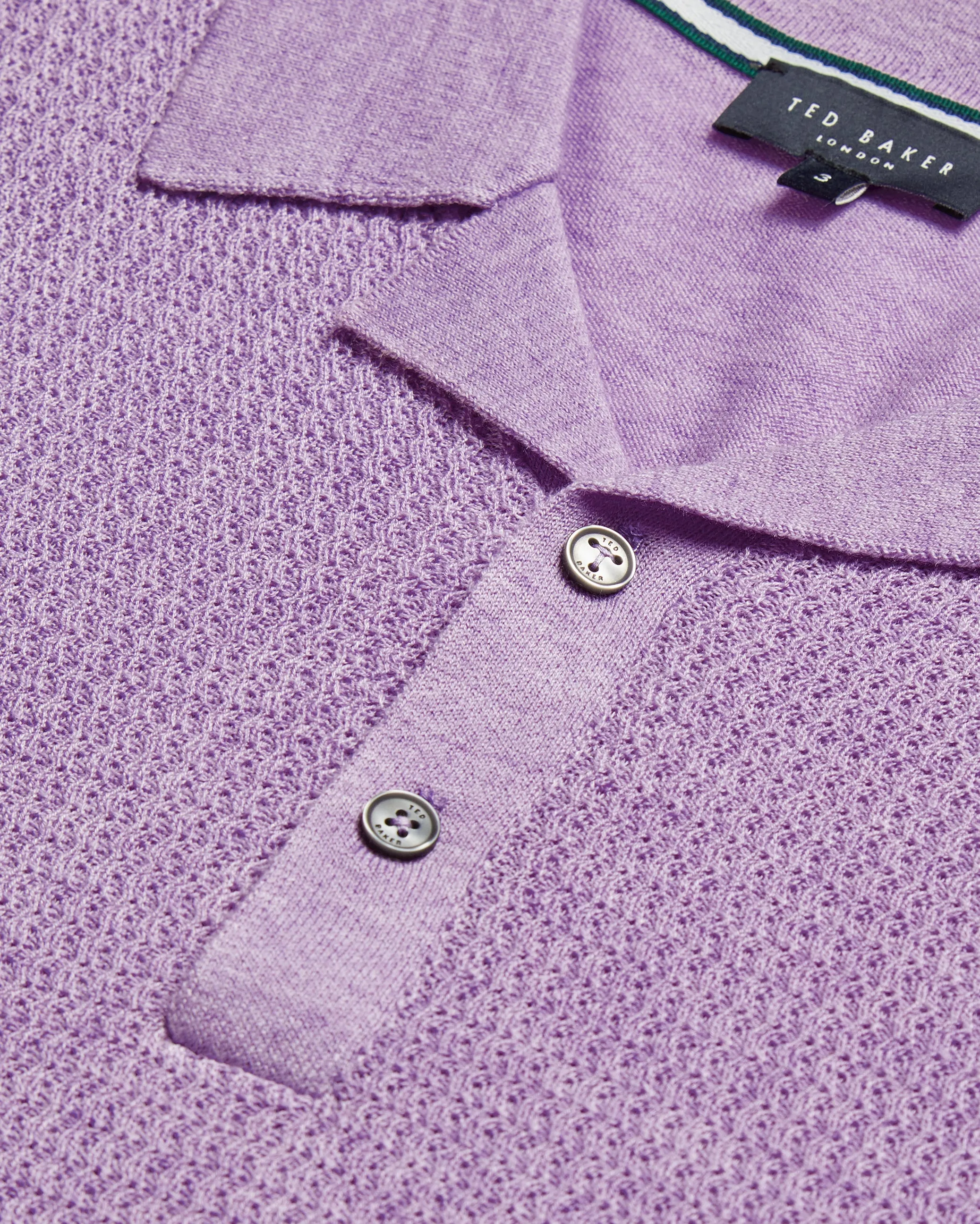 Adio Short Sleeve Textured Polo Shirt Lilac