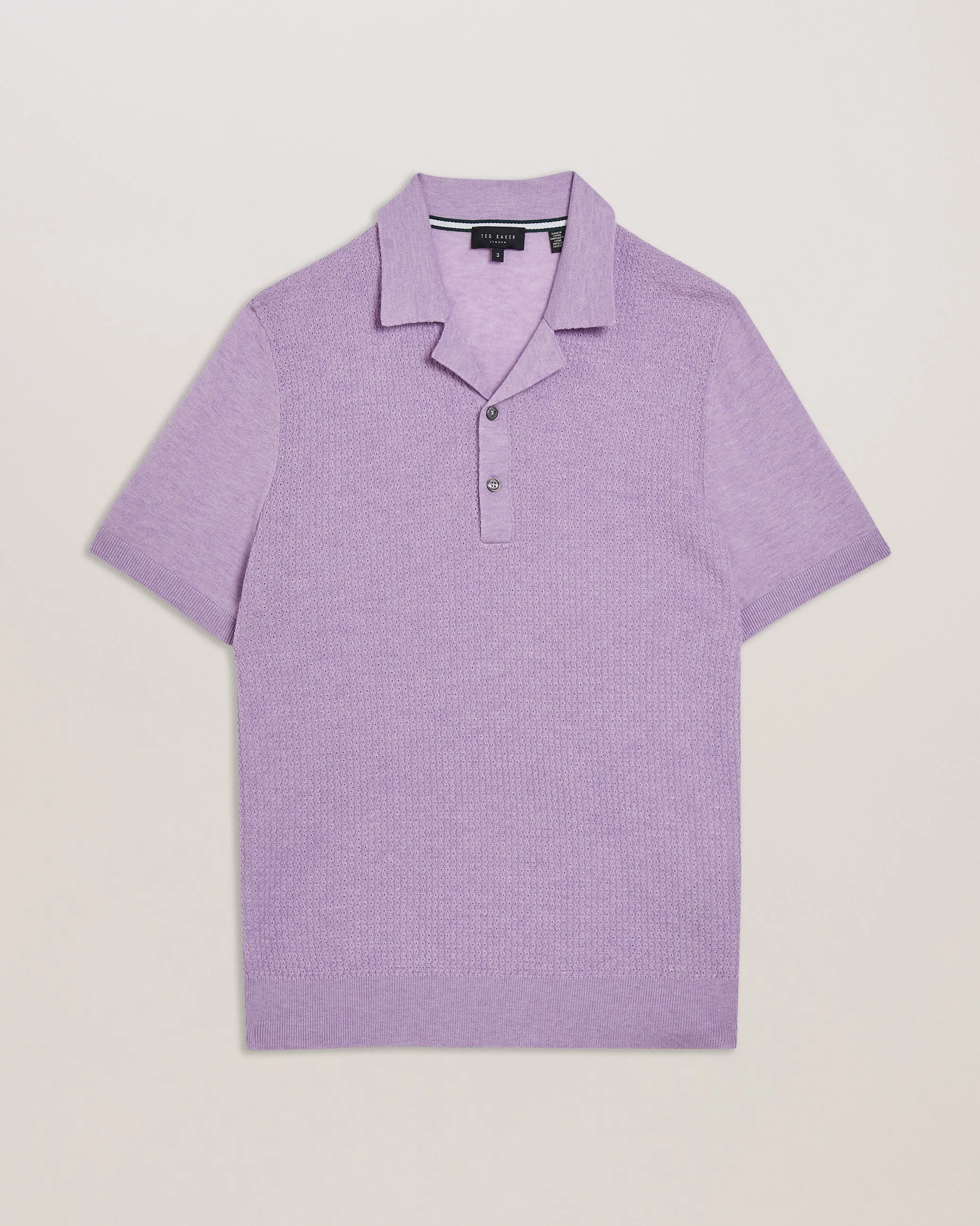 Adio Short Sleeve Textured Polo Shirt Lilac