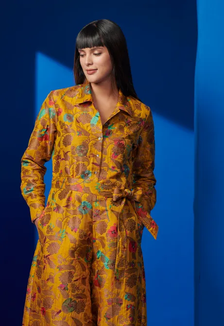 Albela Jumpsuit Silk Brocade Mustard