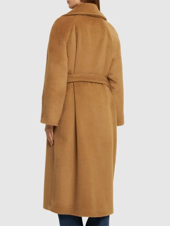 Alberta Ferretti   Belted alpaca &amp; wool long coat 