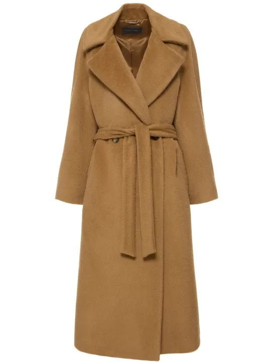 Alberta Ferretti   Belted alpaca &amp; wool long coat 