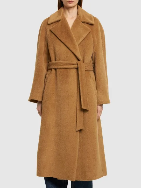 Alberta Ferretti   Belted alpaca &amp; wool long coat 