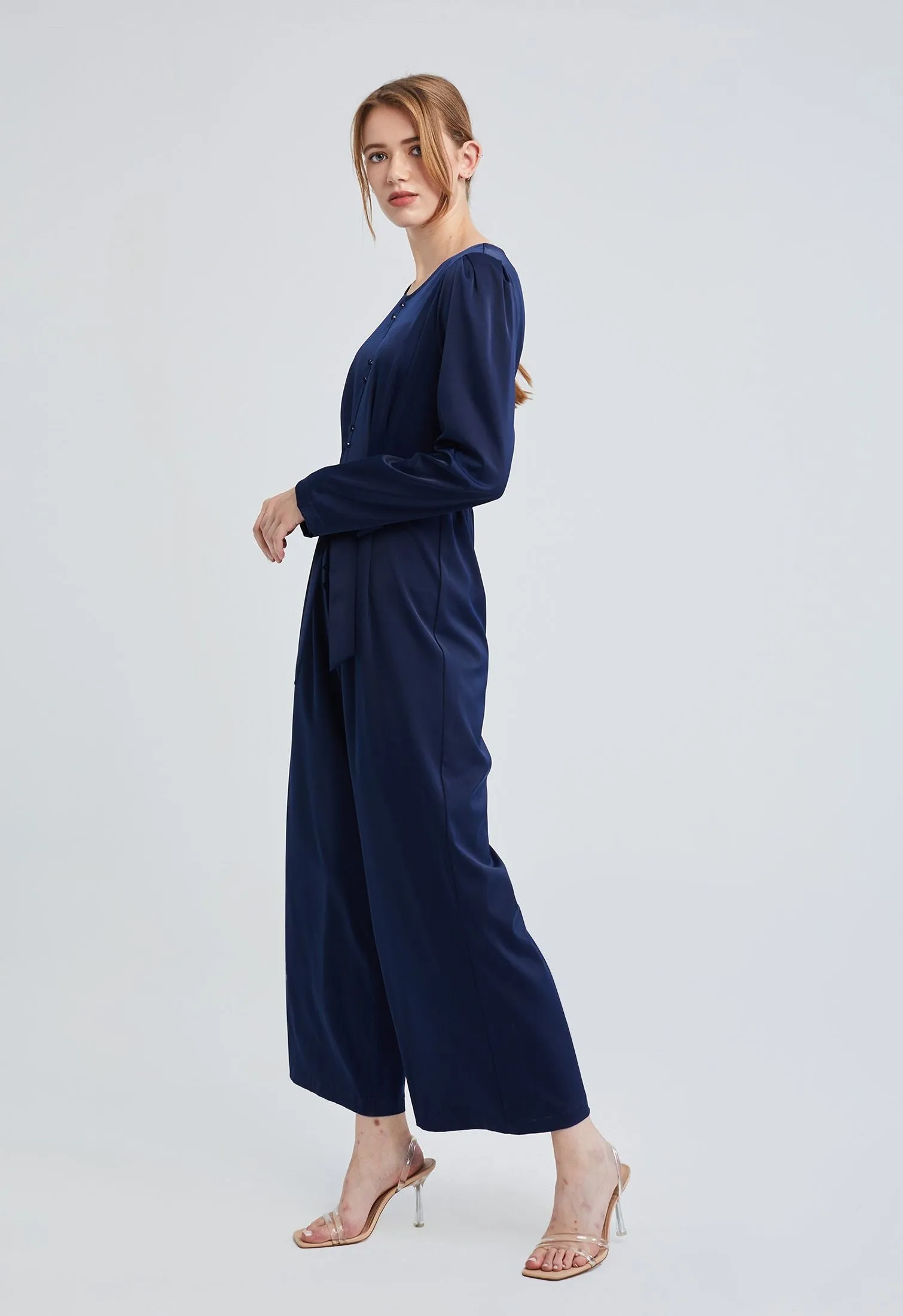 Alternate Dual Button Satin Jumpsuit