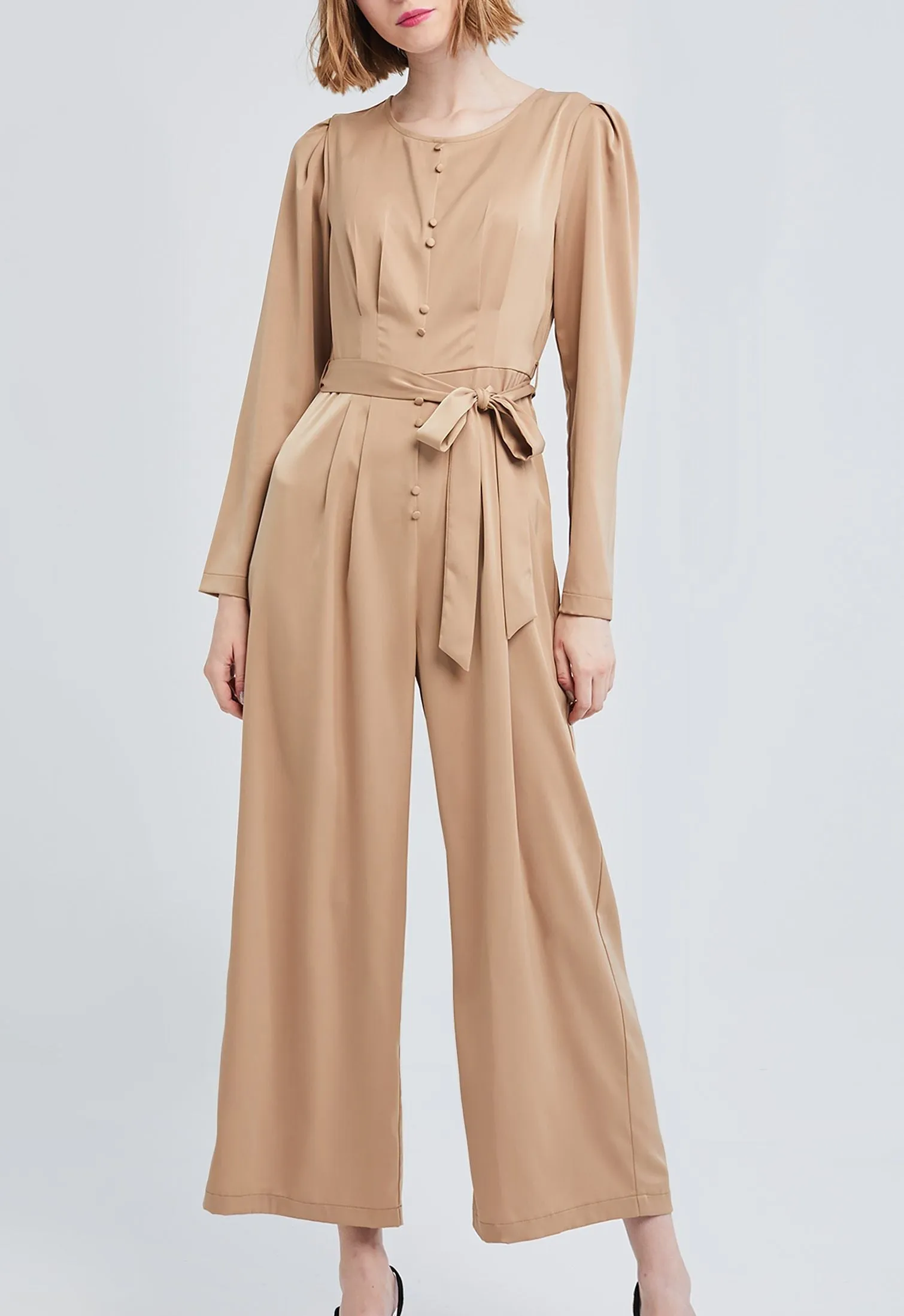 Alternate Dual Button Satin Jumpsuit