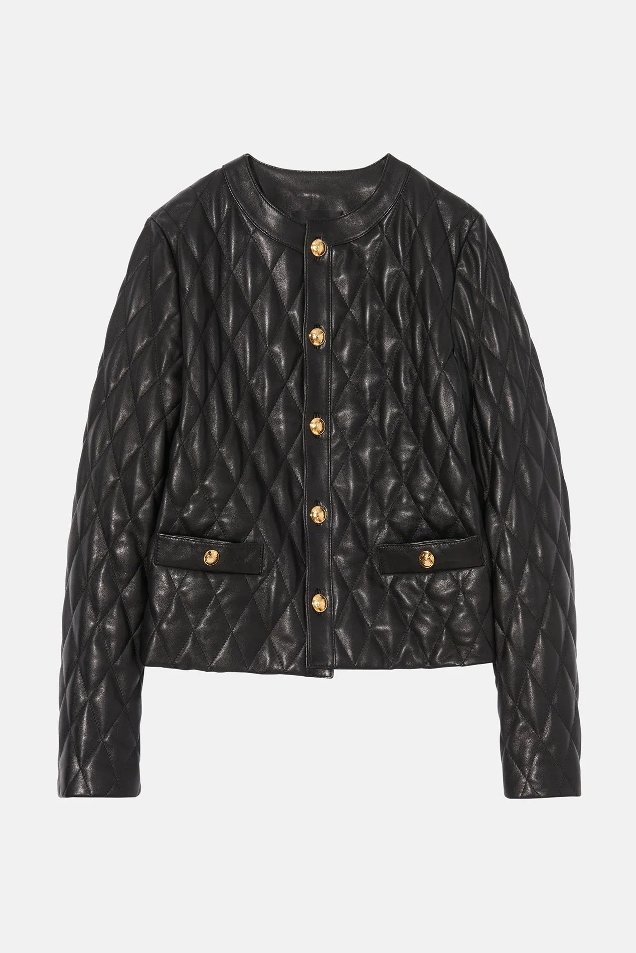 Amy Quilted Leather Jacket Black