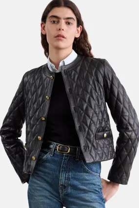 Amy Quilted Leather Jacket Black