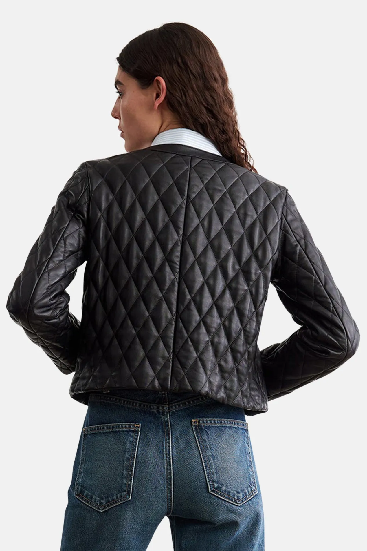 Amy Quilted Leather Jacket Black