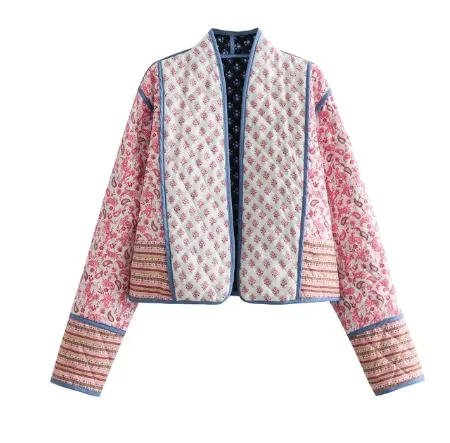 Awesome Quilted Floral Reversible Coat Sødeste lille cropped quiltet jakke, vendbar og letvægts