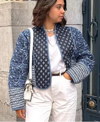 Awesome Quilted Floral Reversible Coat Sødeste lille cropped quiltet jakke, vendbar og letvægts