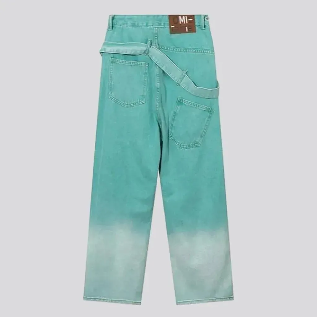 Baggy women's electric-blue jeans