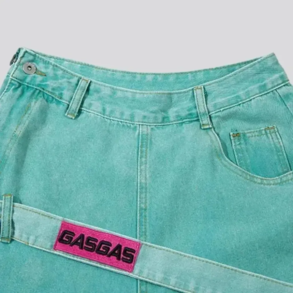 Baggy women's electric-blue jeans