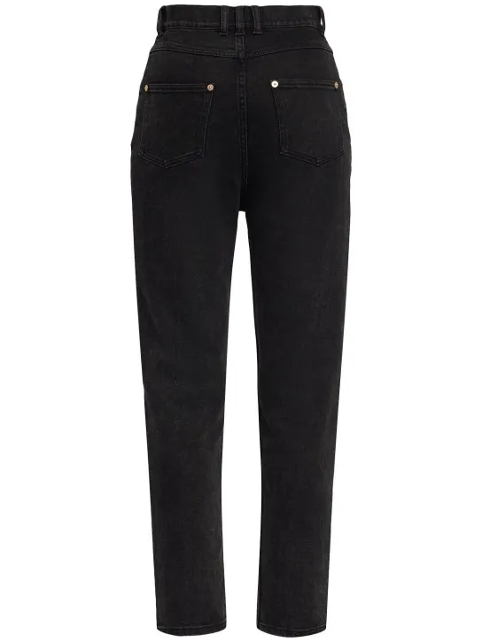 Balmain   High rise stretch cotton straight jeans 