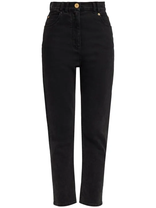 Balmain   High rise stretch cotton straight jeans 