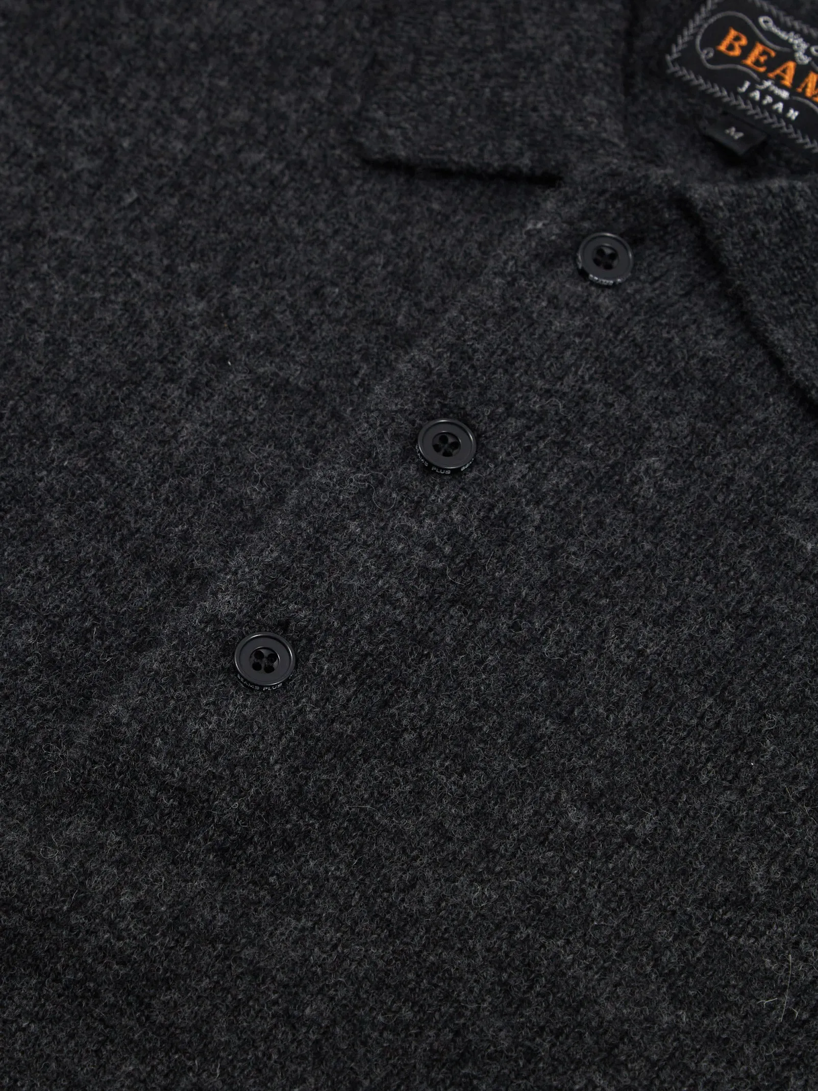 Beams Plus Knit Polo 9G - Charcoal Grey