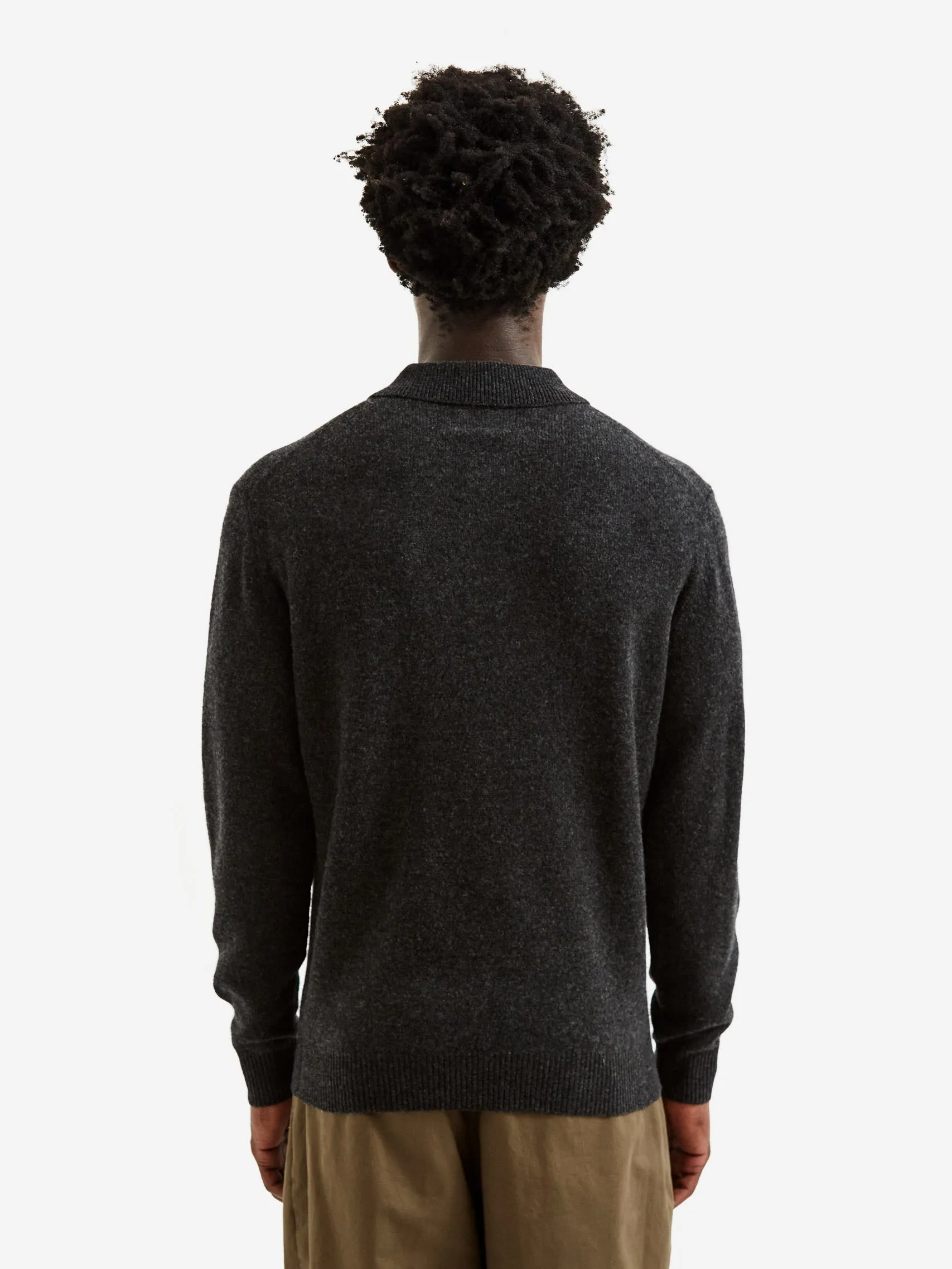 Beams Plus Knit Polo 9G - Charcoal Grey