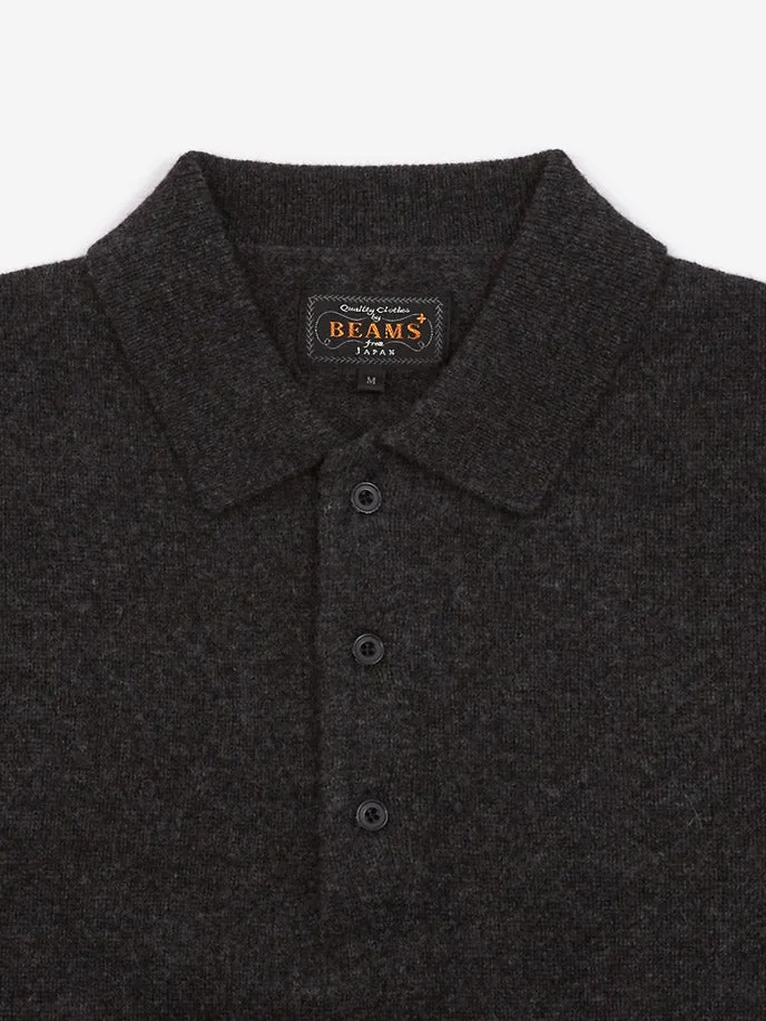 Beams Plus Knit Polo 9G - Charcoal Grey