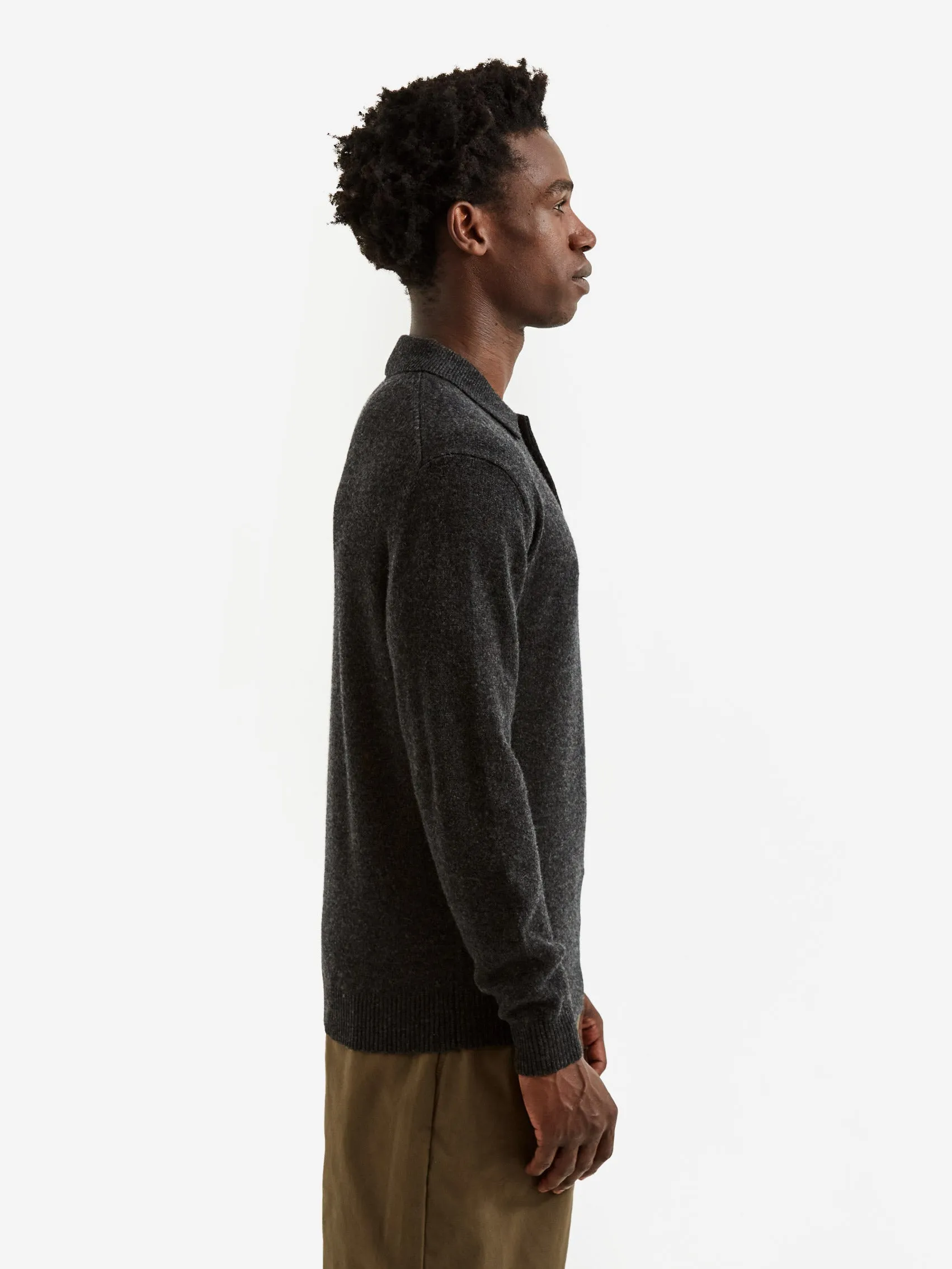 Beams Plus Knit Polo 9G - Charcoal Grey