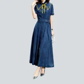 Bell fit flare jean dress