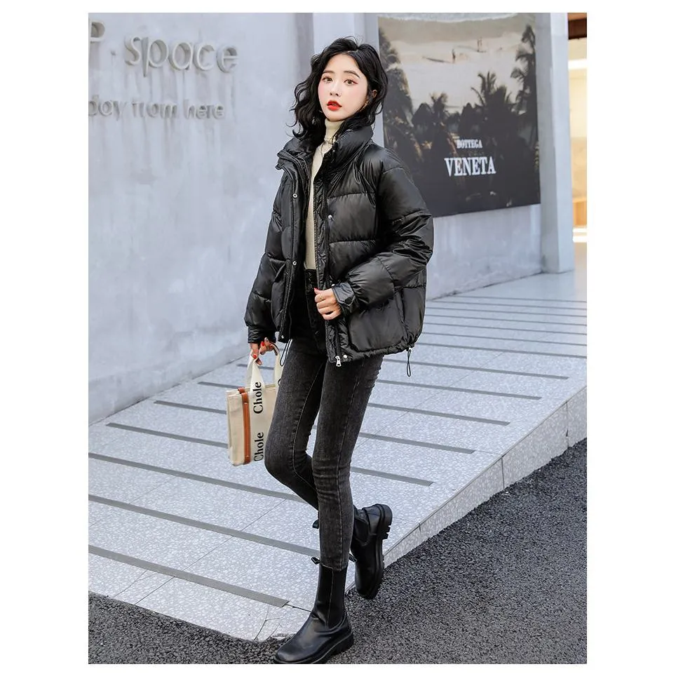 Big Pocket Stand-Up Collar Cropped Puffer Jacket