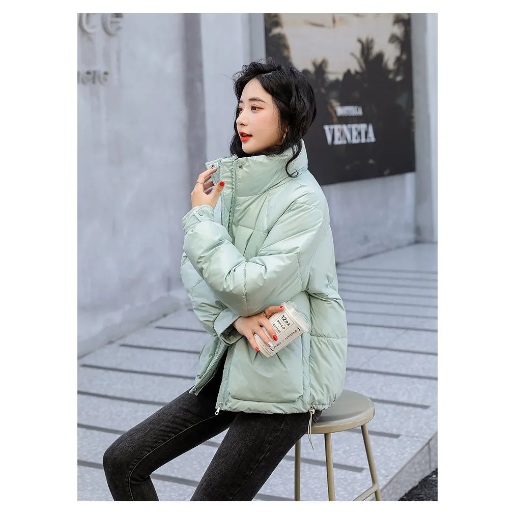 Big Pocket Stand-Up Collar Cropped Puffer Jacket