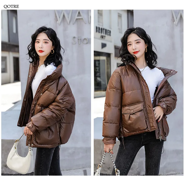 Big Pocket Stand-Up Collar Cropped Puffer Jacket