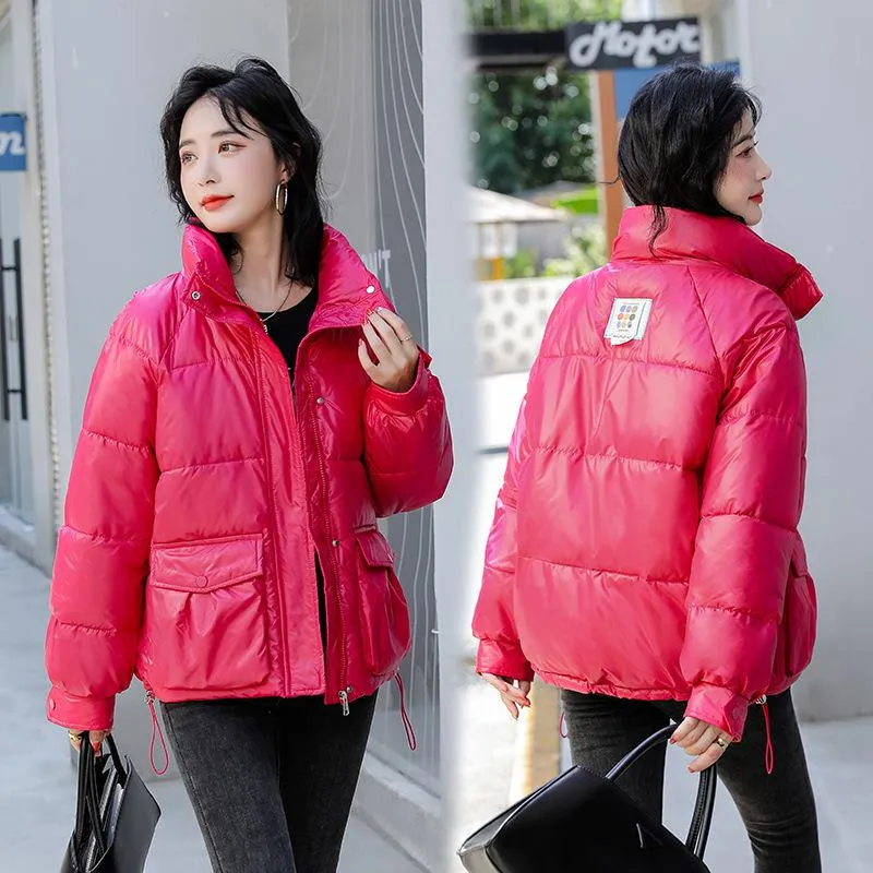 Big Pocket Stand-Up Collar Cropped Puffer Jacket