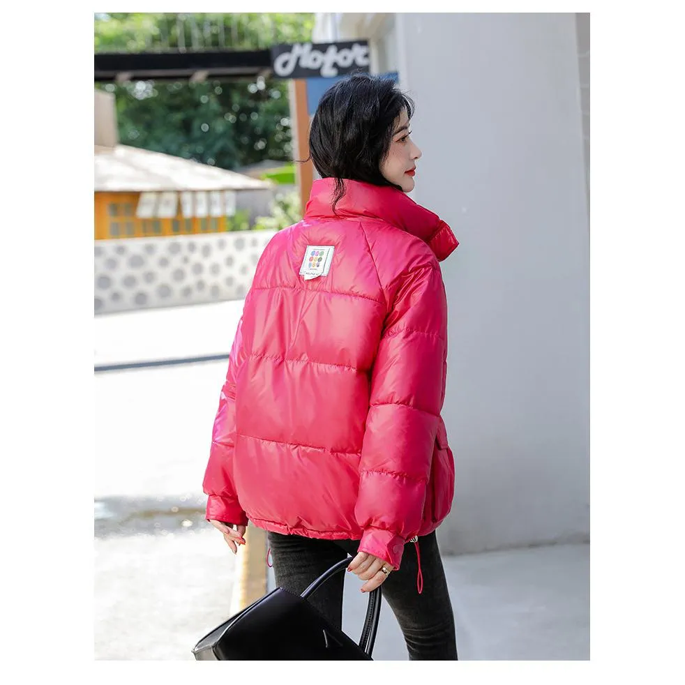 Big Pocket Stand-Up Collar Cropped Puffer Jacket