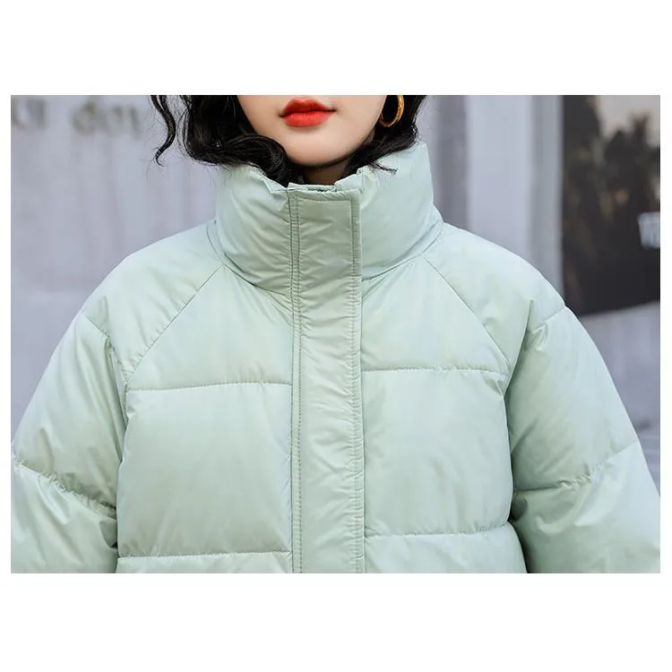 Big Pocket Stand-Up Collar Cropped Puffer Jacket