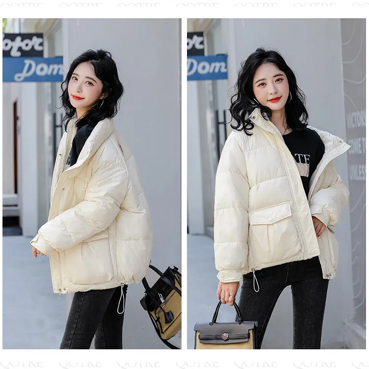 Big Pocket Stand-Up Collar Cropped Puffer Jacket