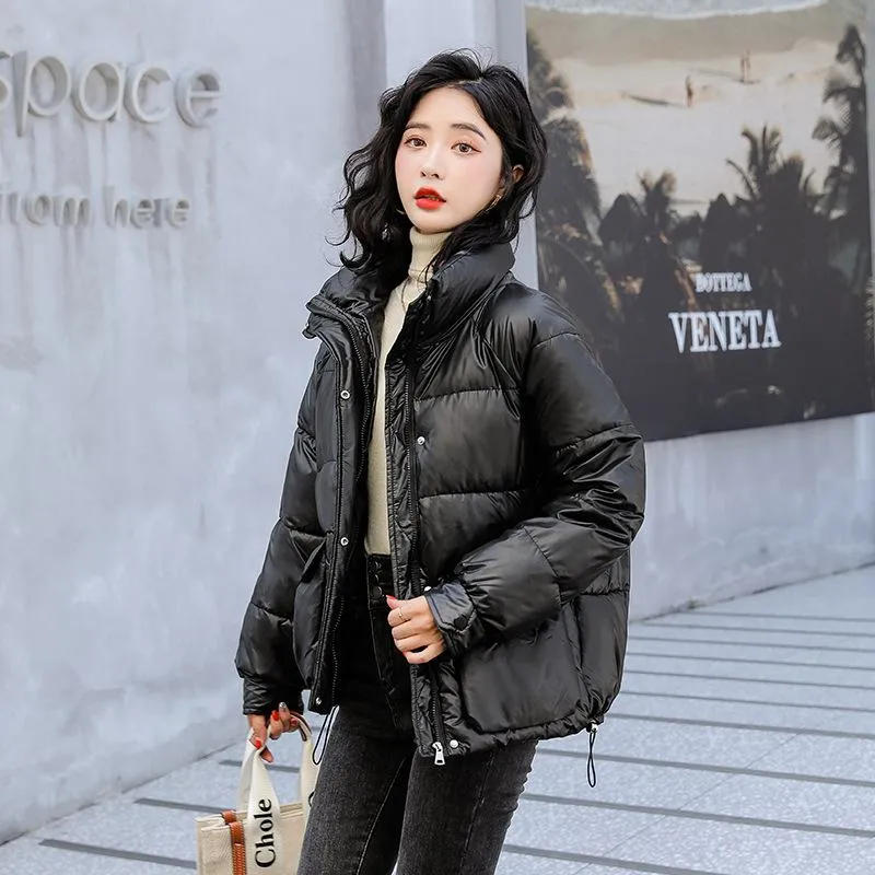 Big Pocket Stand-Up Collar Cropped Puffer Jacket