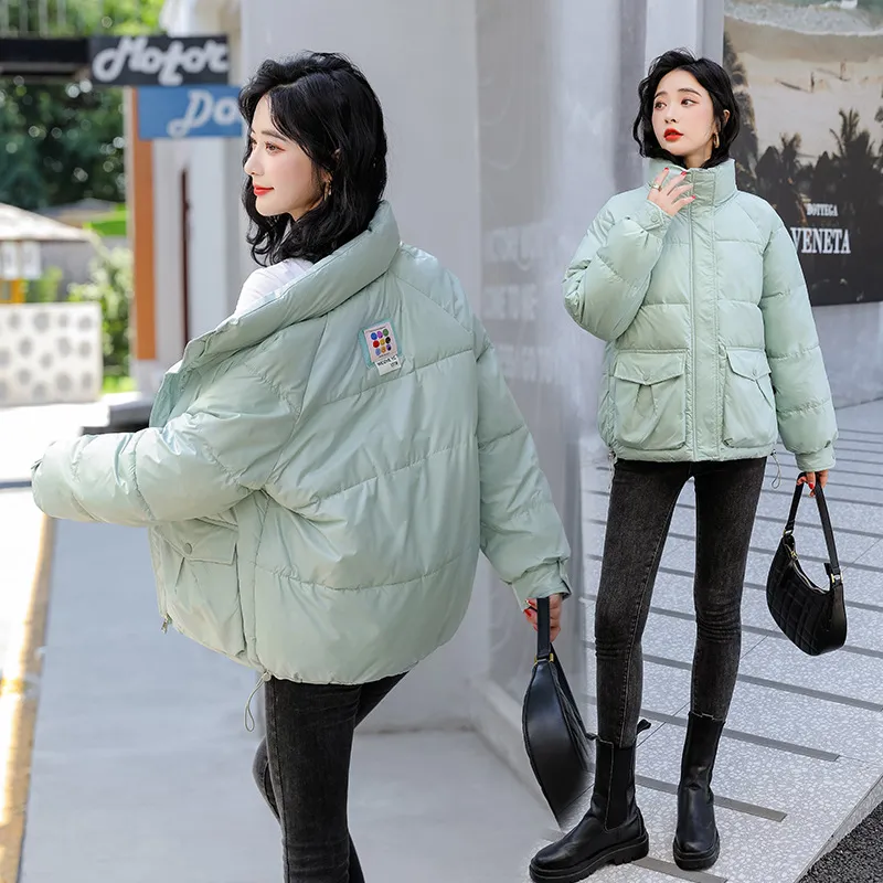 Big Pocket Stand-Up Collar Cropped Puffer Jacket