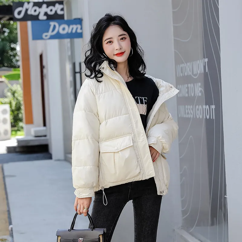 Big Pocket Stand-Up Collar Cropped Puffer Jacket