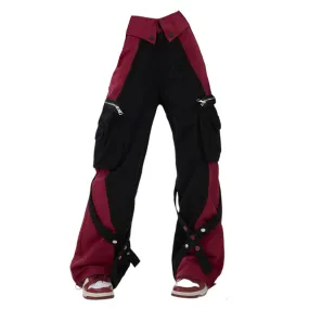 Black & Red Grunge Cargo Pants