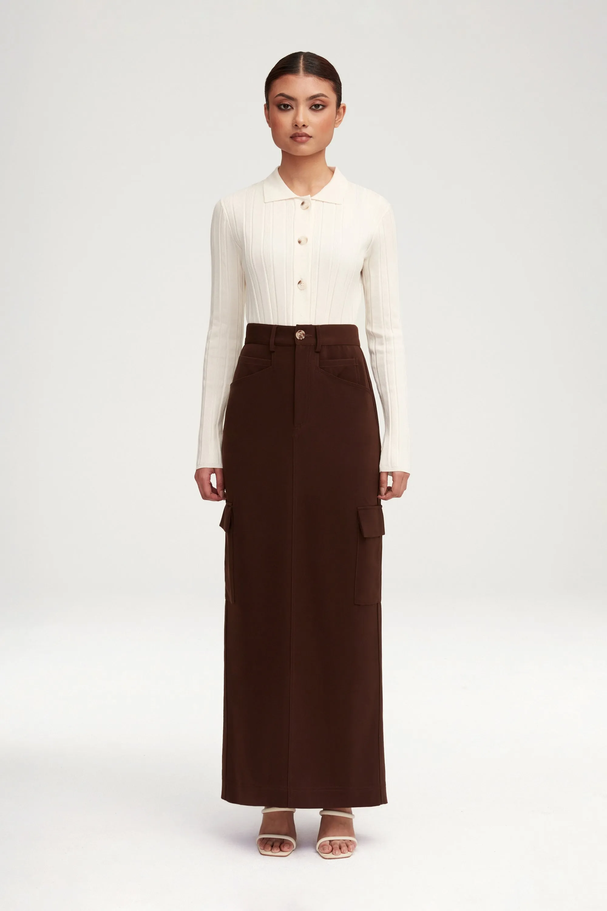 Blake Utility Maxi Skirt - Brown