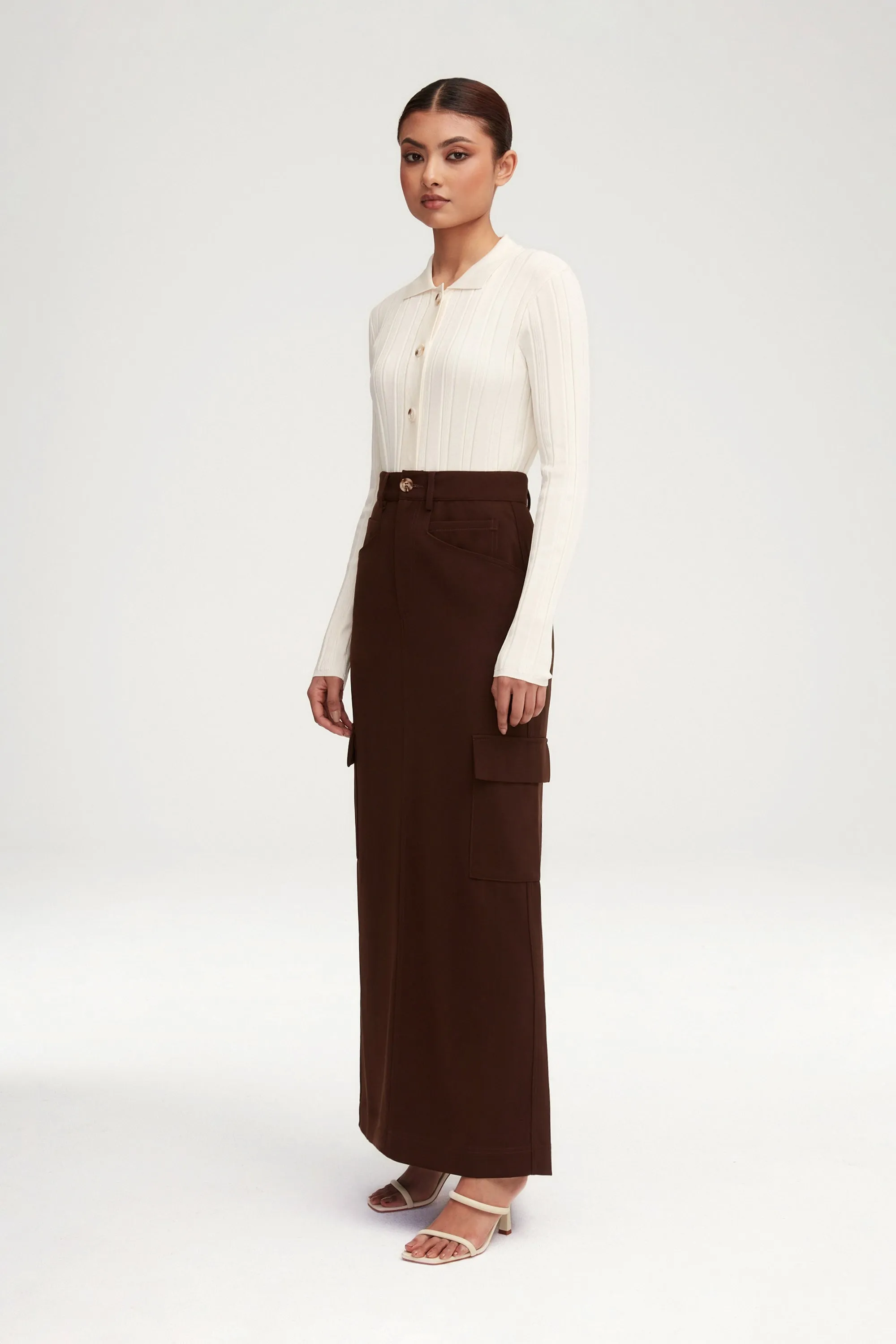 Blake Utility Maxi Skirt - Brown