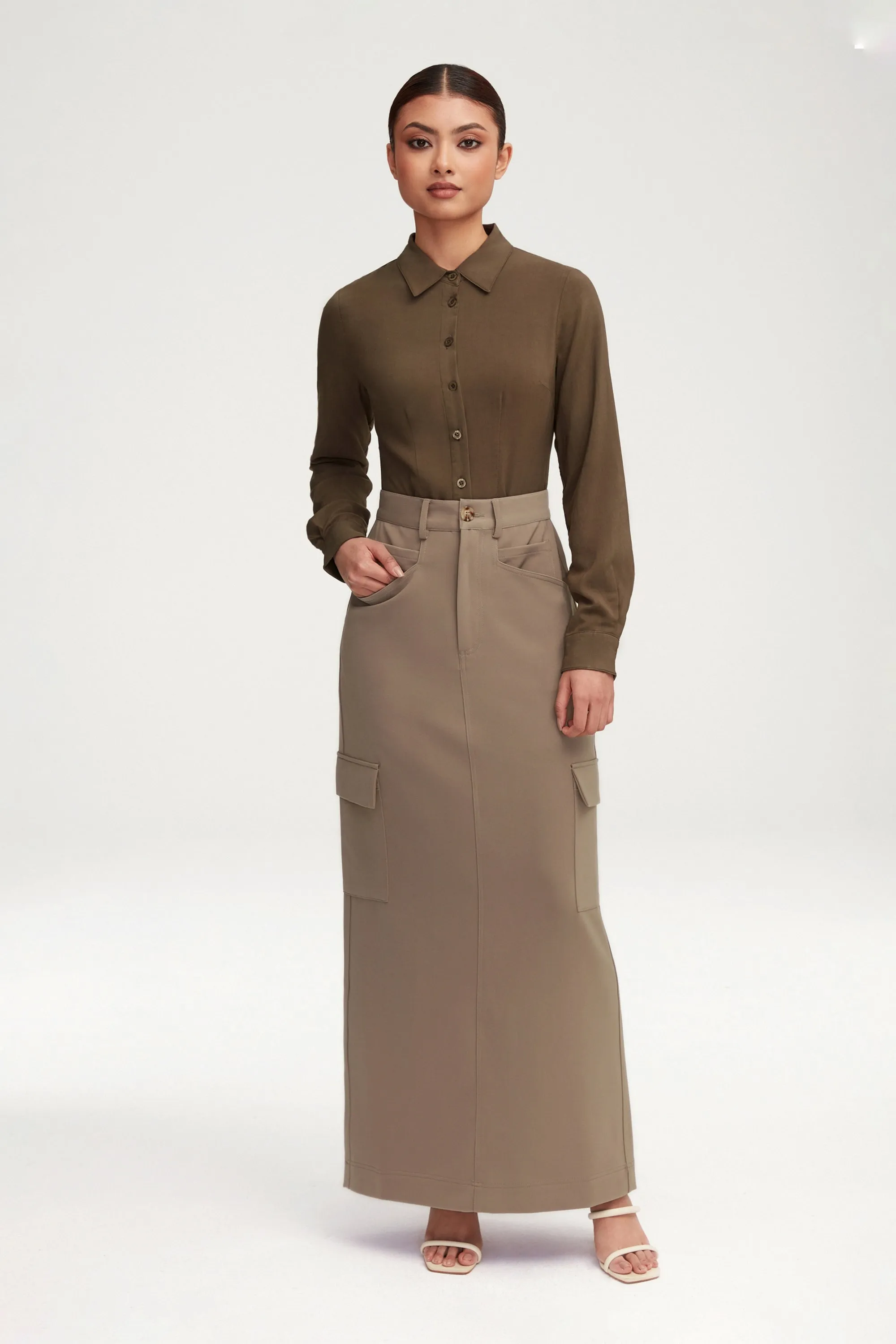 Blake Utility Maxi Skirt - Taupe