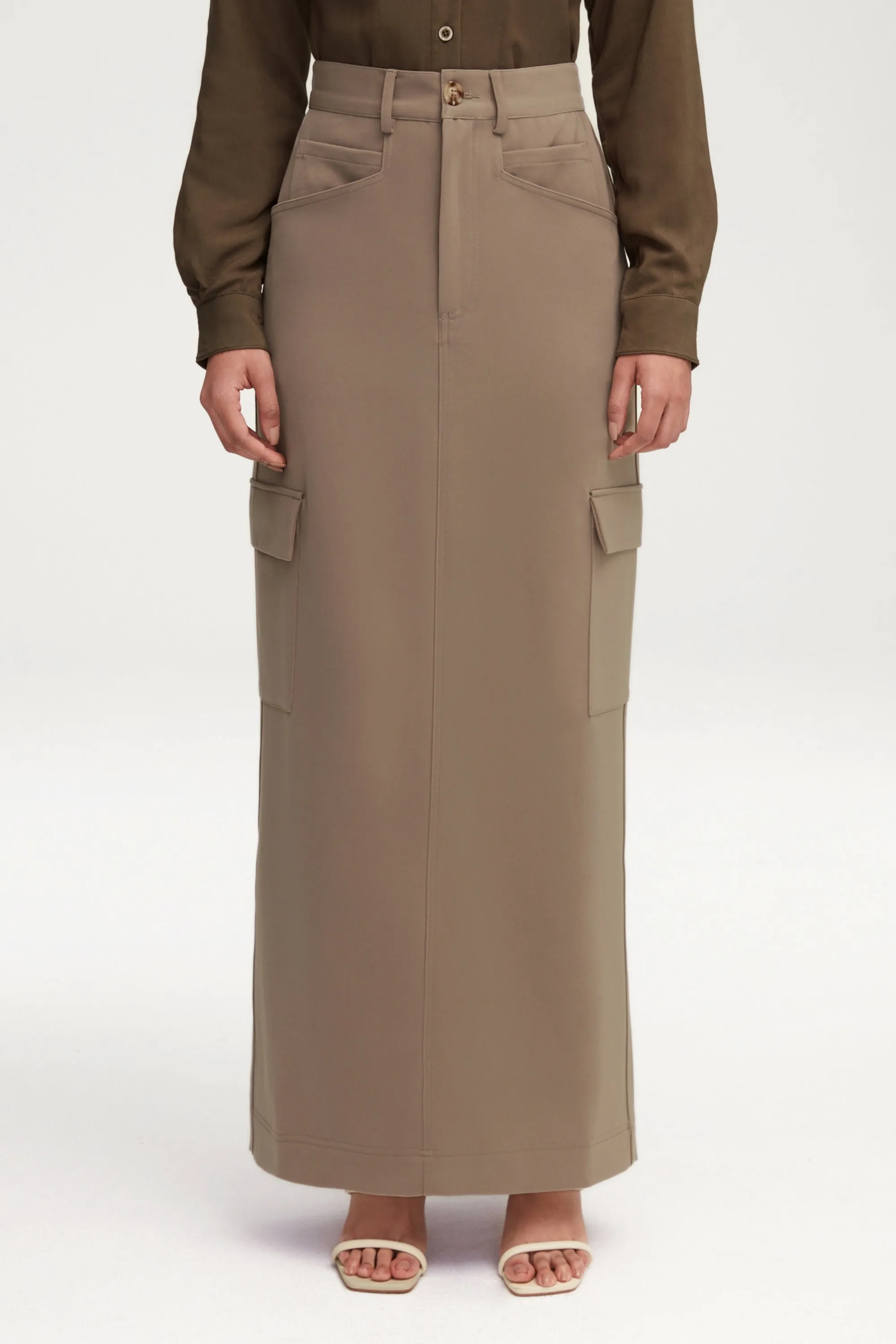 Blake Utility Maxi Skirt - Taupe