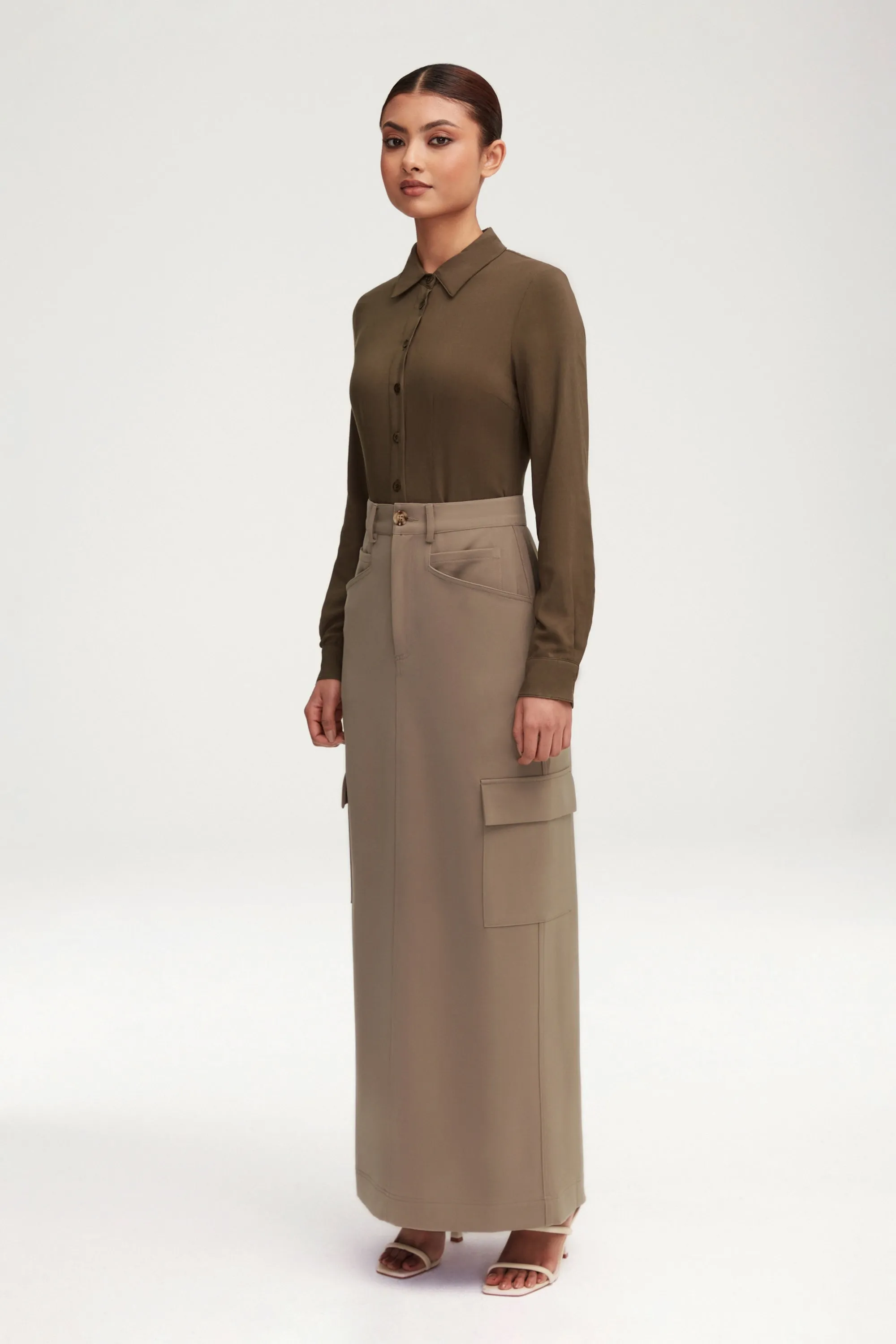 Blake Utility Maxi Skirt - Taupe