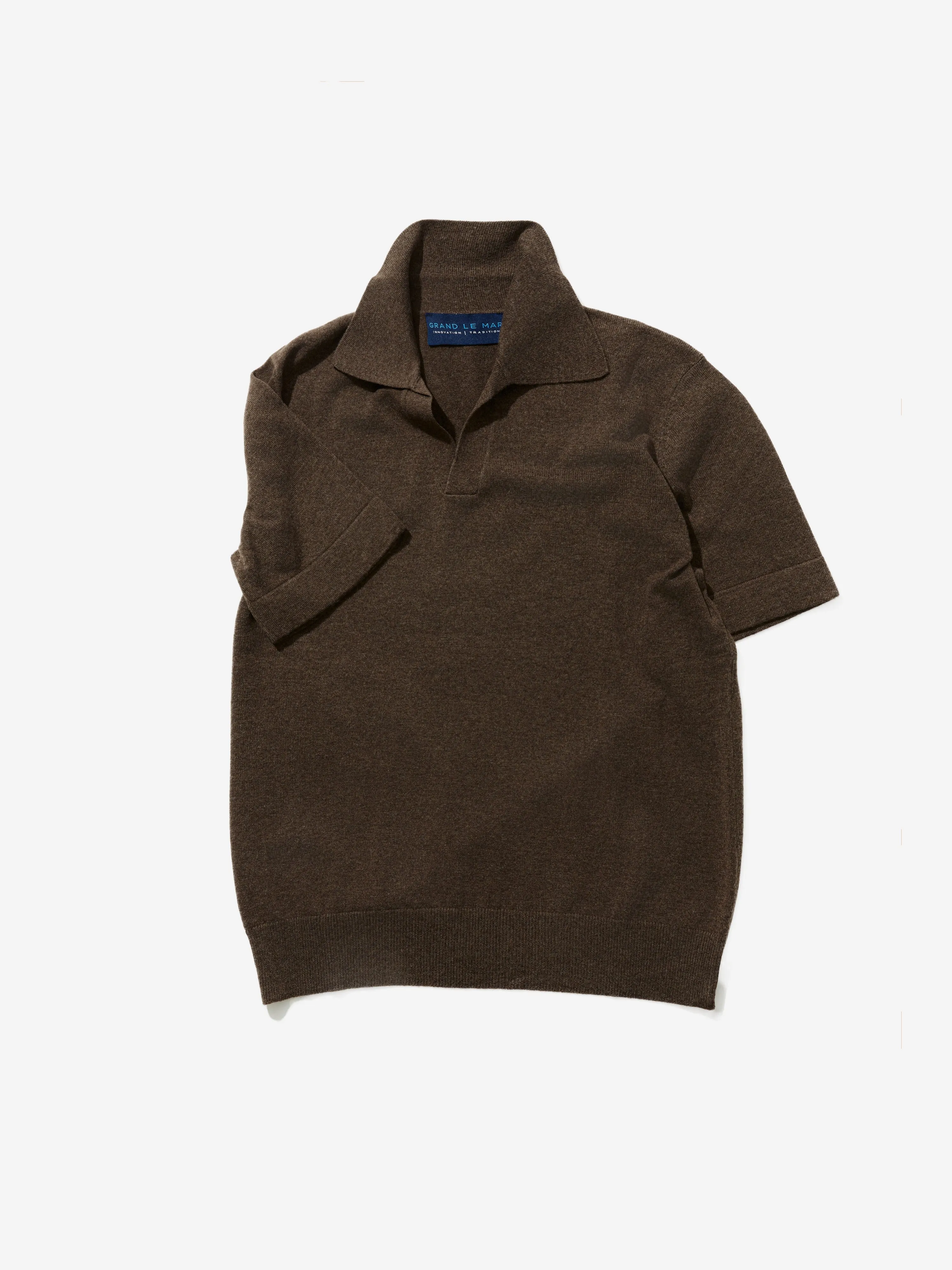 Brown Merino Wool Cashmere Polo