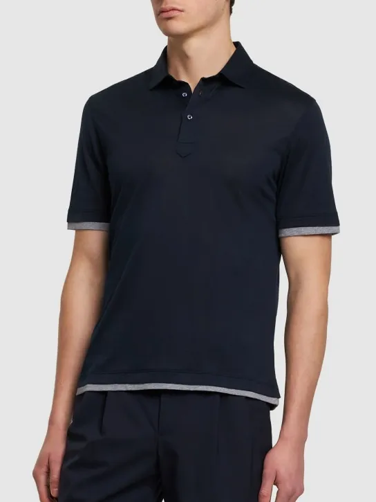 Brunello Cucinelli   Cotton &amp; silk jersey polo 